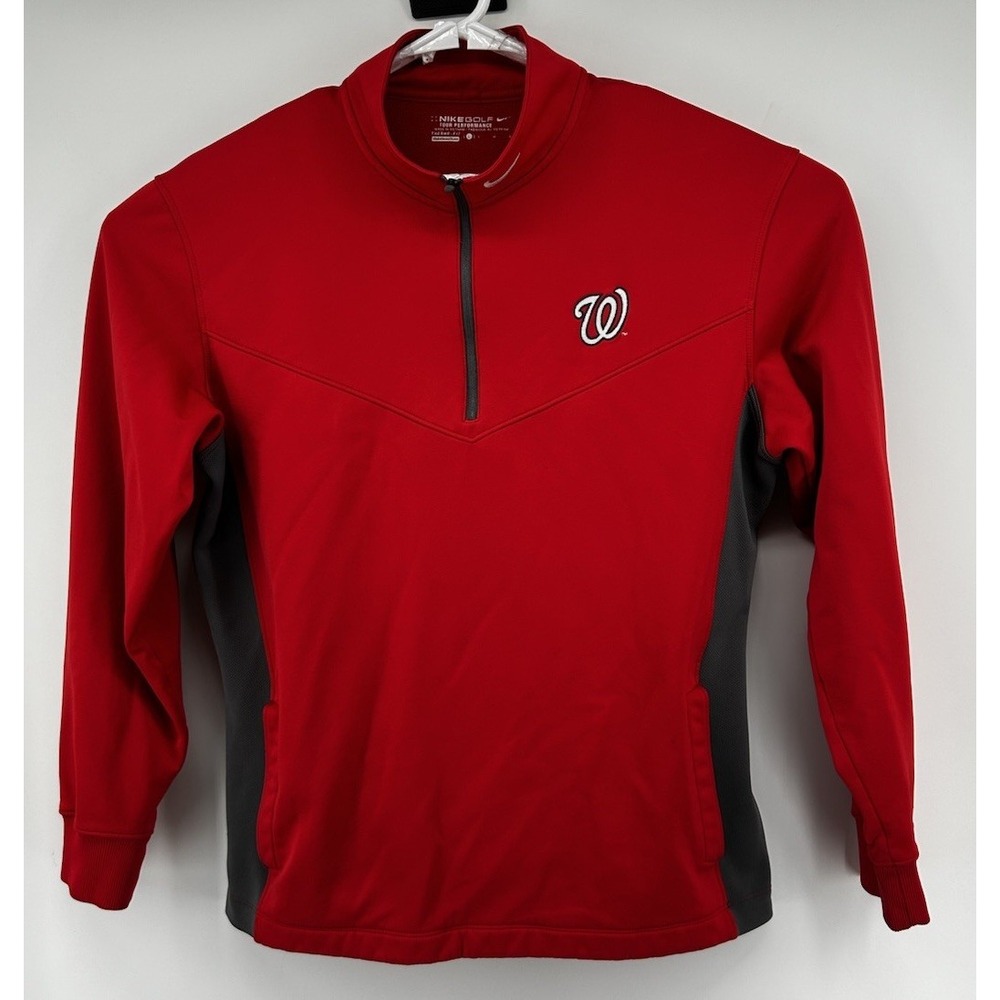 Washington Nationals MLB Nike Golf Quarter Zip Pullover Red Men's Large